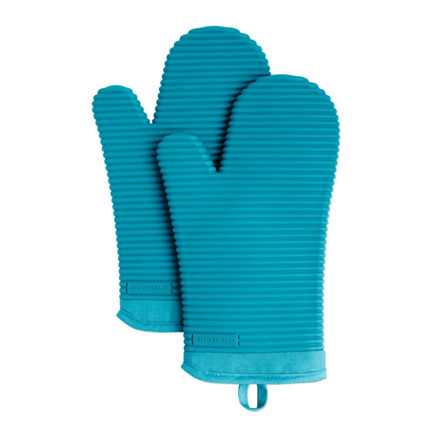 KitchenAid Ribbed Soft Silicone Oven Mitt Set, 7"x13", Milkshake 2 Count