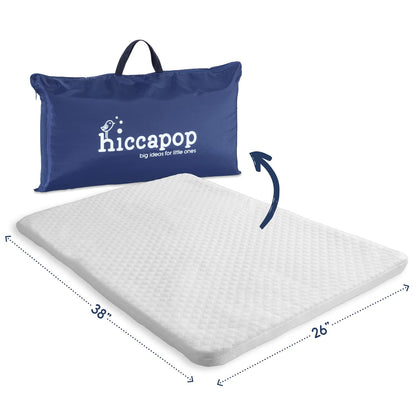 hiccapop Pack and Play Mattress Pad for (38"x26"x1.5"), Playpen Pad, Playard Mattress for Pack and Play, Pack N Play Mattress Topper with Carry Bag and Washable Cover, 1.5" Thick