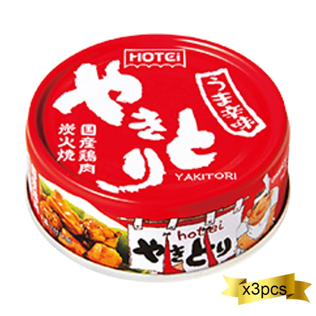 "Yakitori" (Chicken Side Dish) Delicious Spicy 2.6oz 3pcs Japanese Canned Food Hotei Foods Ninjapo
