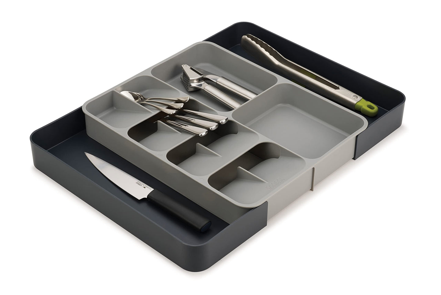 Joseph Joseph DrawerStore Compact Utensil Organizer For Kitchen Drawer Silverware, Flatware Tray, Small, Grey