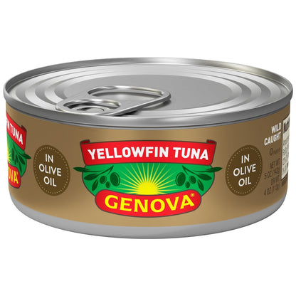 Genova Premium Yellowfin Tuna in Olive Oil, Wild Caught, Solid Light, 5 oz. Can (Pack of 8)