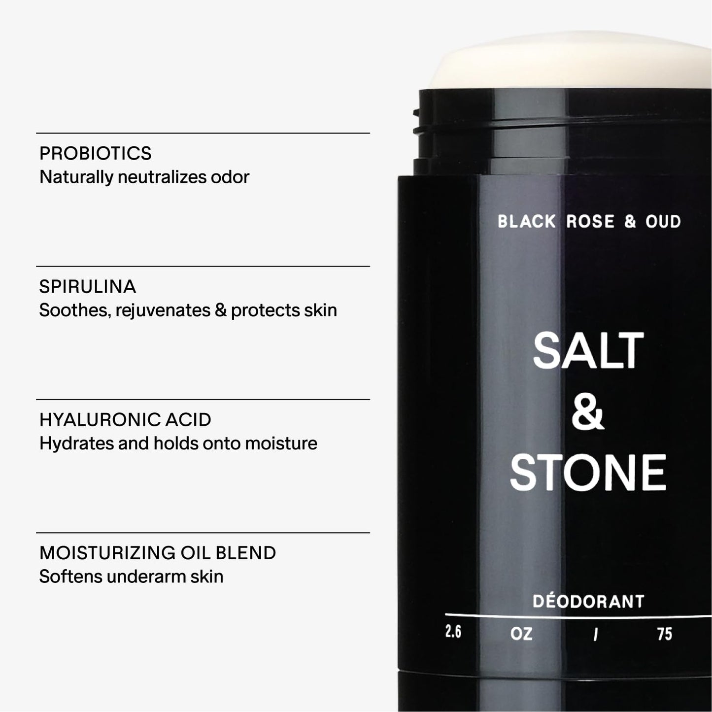 SALT & STONE Deodorant | Extra Strength Natural Deodorant for Women & Men | Aluminum Free with Seaweed Extracts, Shea Butter & Probiotics | Free From Parabens, Sulfates & Phthalates (2.6 oz)