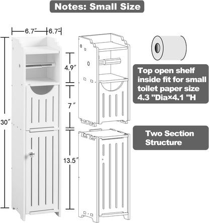 AOJEZOR Bathroom Storage Cabinet: Toilet Paper Holder Fit for Mega Roll - White