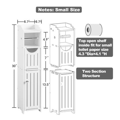 AOJEZOR Bathroom Storage Cabinet: Toilet Paper Holder Fit for Mega Roll - White