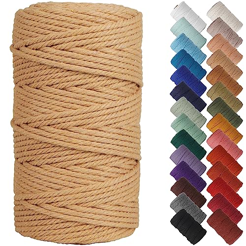 NOANTA Natural Macrame Cord 3mm x 109Yards, Beige Macrame Rope, Cotton Cord for Wall Hanging, Plant Hangers, Christmas Crafts, Knitting