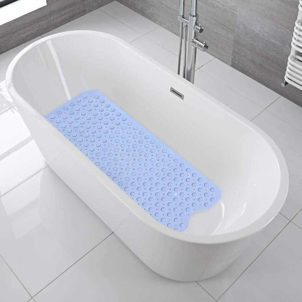 YINENN Bath Tub Shower Safety Mat 40 x 16 Inch Non-Slip and Extra Large, Bathtub Mat with Suction Cups, Machine Washable Bathroom Mats with Drain Holes, Clear