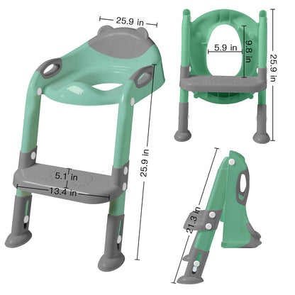 Toilet Potty Training Seat with Step Stool Ladder,SKYROKU Training Toilet for Kids Boys Girls Toddlers-Comfortable Safe Potty Seat with Anti-Slip Pads Ladder (Grey)