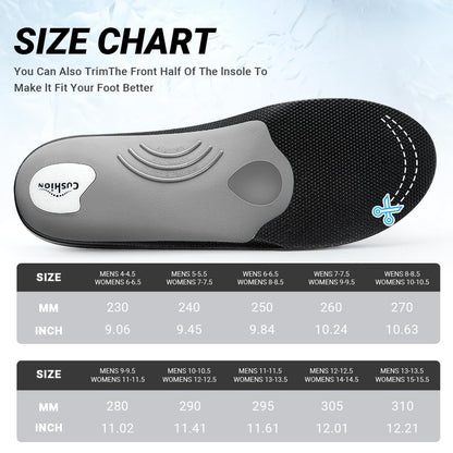 VALSOLE Heavy Duty 220+lbs Orthotic Inserts for Plantar Fasciitis - Absorb Shock, Support High Arches and Flat Feet