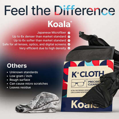 Koala Lens Cleaning Cloth | Japanese Microfiber | Glasses Cleaning Cloths | Eyeglass Lens Cleaner | Eyeglasses, Camera Lens, VR/AR Headset, and Screen Cleaning