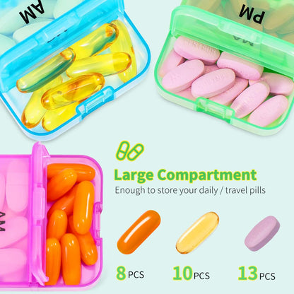 Zoksi Weekly Pill Organizer 2 Times a Day, Rainbow 7 Day Pill Box, Daily Am Pm Pill Organizer, Portable Case for Fish Oils, Vitamin, Supplement