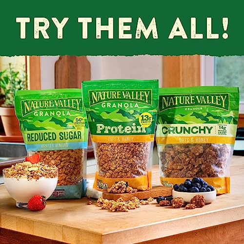 Nature Valley Protein Granola, Oats and Honey, Family Size, Resealable Bag, 17 OZ