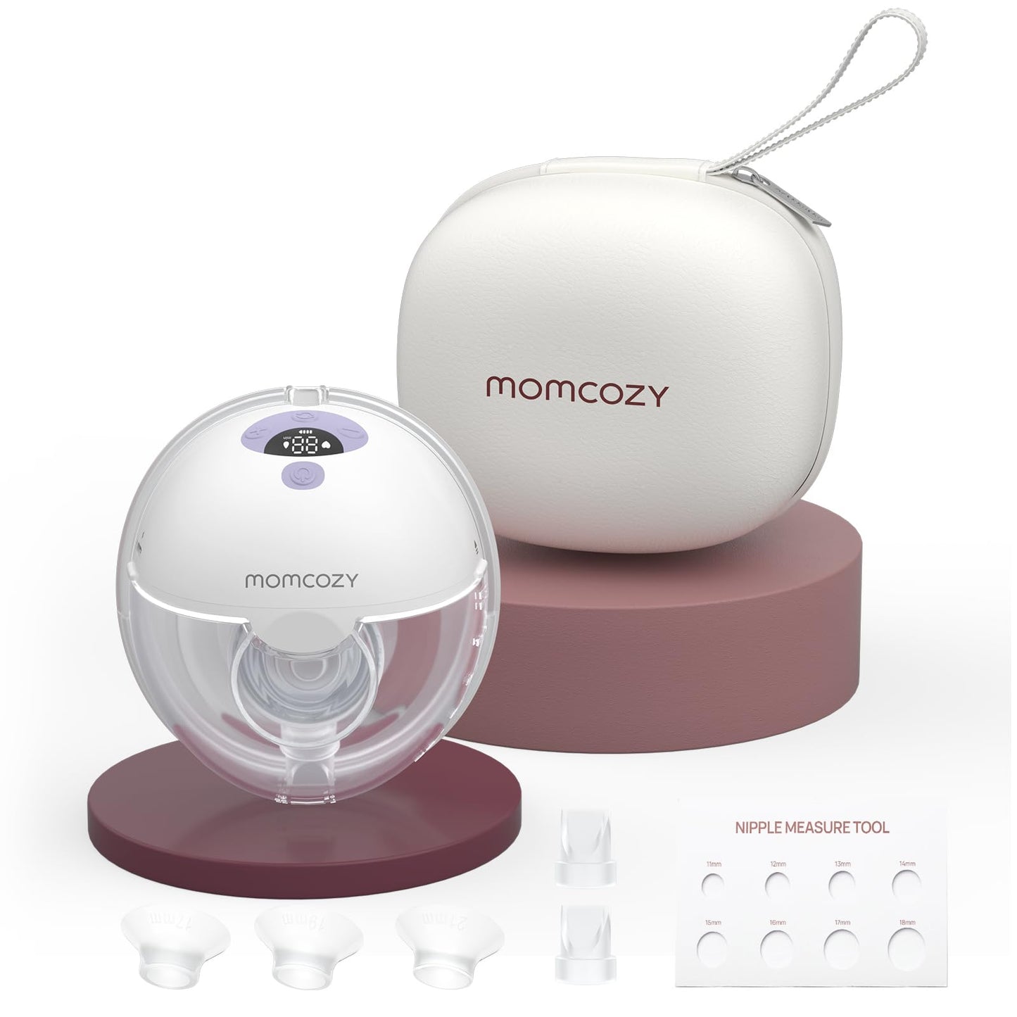 Momcozy Breast Pump Hands Free M5, Wearable Breast Pump of Baby Mouth Double-Sealed Flange with 3 Modes & 9 Levels, Electric Breast Pump Portable - 24mm, 2 Pack Quill Gray