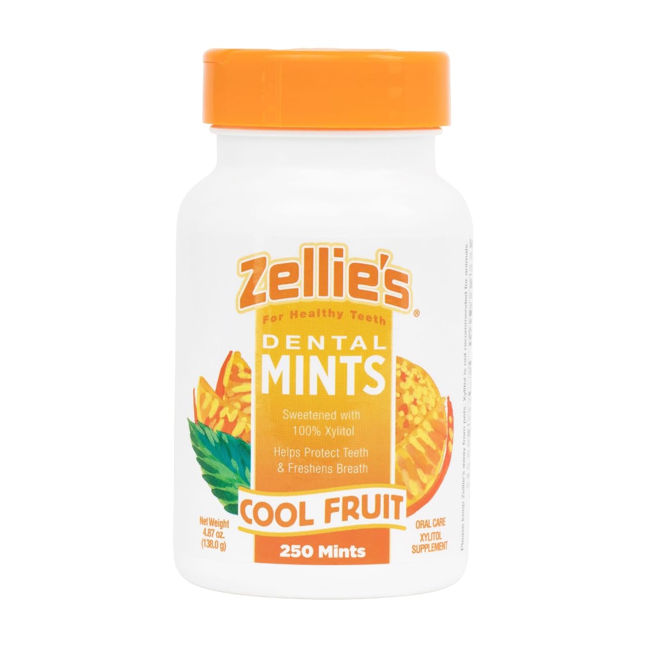 Zellie's | 100% Xylitol Sugar Free Cool Mint Breath Mints | Non-GMO, Low-Calorie, Gluten Free, Vegan & Kosher Mints