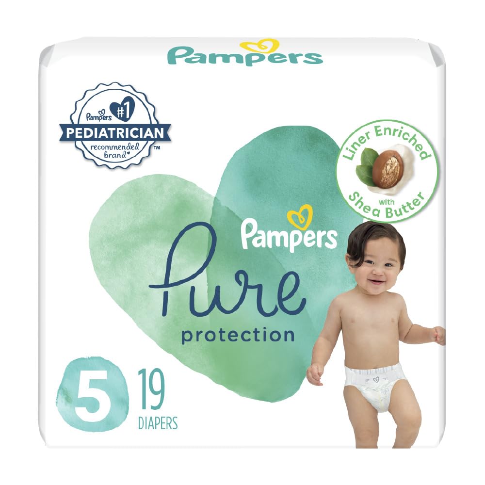 Pampers Pure Protection Diapers - Size 5, One Month Supply (132 Count), Hypoallergenic Premium Disposable Baby Diapers (Packaging May Vary)