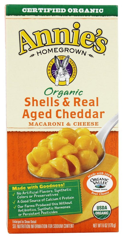 Annie's White Cheddar Shells Macaroni and Cheese with Organic Pasta, 6 oz (Pack of 12)