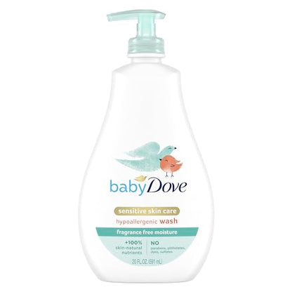 Baby Dove Sensitive Skin Care Baby Wash Calming Moisture For a Calming Bath Wash Hypoallergenic and Tear-Free, Washes Away Bacteria 13 oz