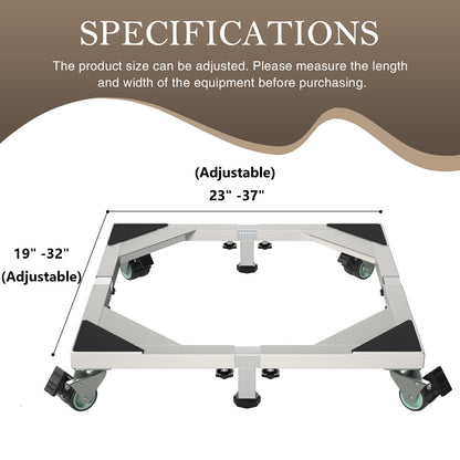 I'Ezonk Heavy Duty All Stainless Steel Mobile Mini Fridge Stand, Refrigerator Stand and Washing Machine Stand With Wheels, Adjustable Furniture Dolly for Washer, Refrigerator and Dryer(Gray)