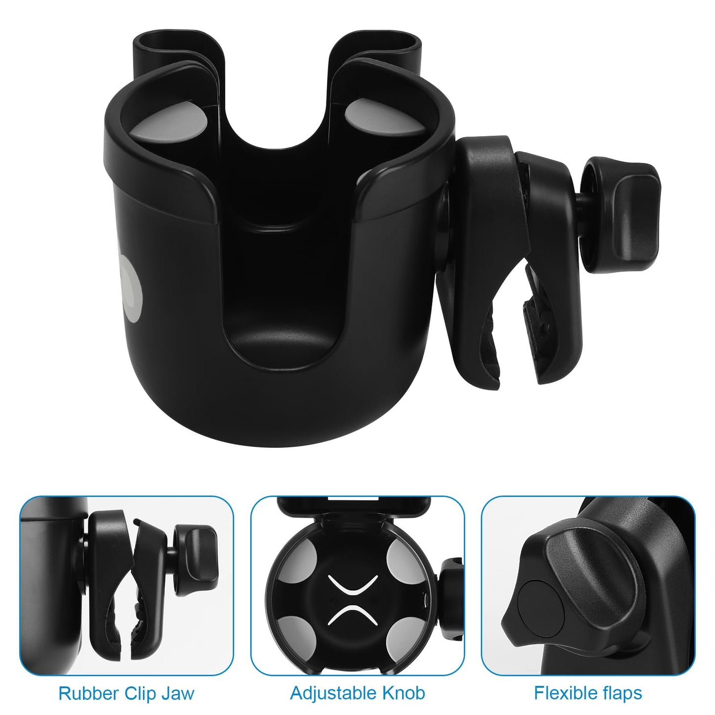 Accmor Stroller Cup Holder with Phone Holder, Bike Cup Holder, Universal Cup Holder for Uppababy Nuna Doona Strollers, 2-in-1 Cup Phone Holder for Stroller, Bike, Wheelchair, Walker, Scooter