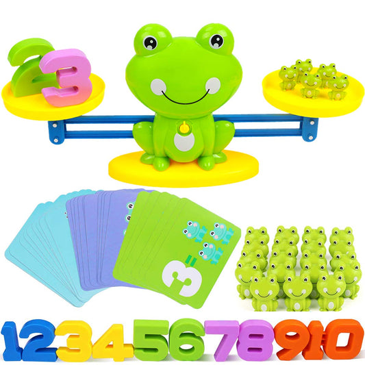 CozyBomB™ Homeschool Kindergarten Balance Board Game - Preschool Activities Math Learning Stem Montessori Cool Toys Educational with Frog Scale Cards Balancing Numbers for Kids Ages 3 4 5 6 Year Old