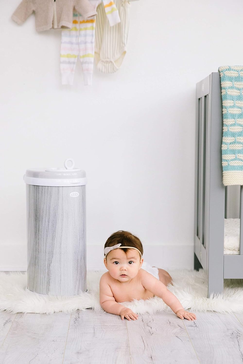 Ubbi Steel Diaper Pail, Odor Locking, No Special Bag Required, Award-Winning, Registry Must-Have, White