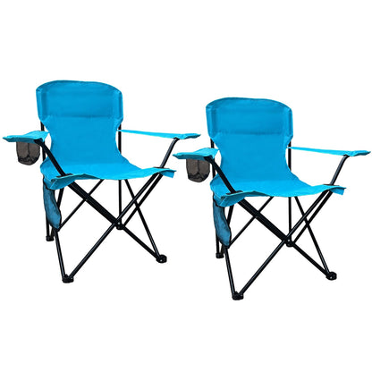 Beach Camp Cup Holder, Storage Pocket, Waterproof Bag Outdoor Arm Chair, Supports 225LBS, Cyan