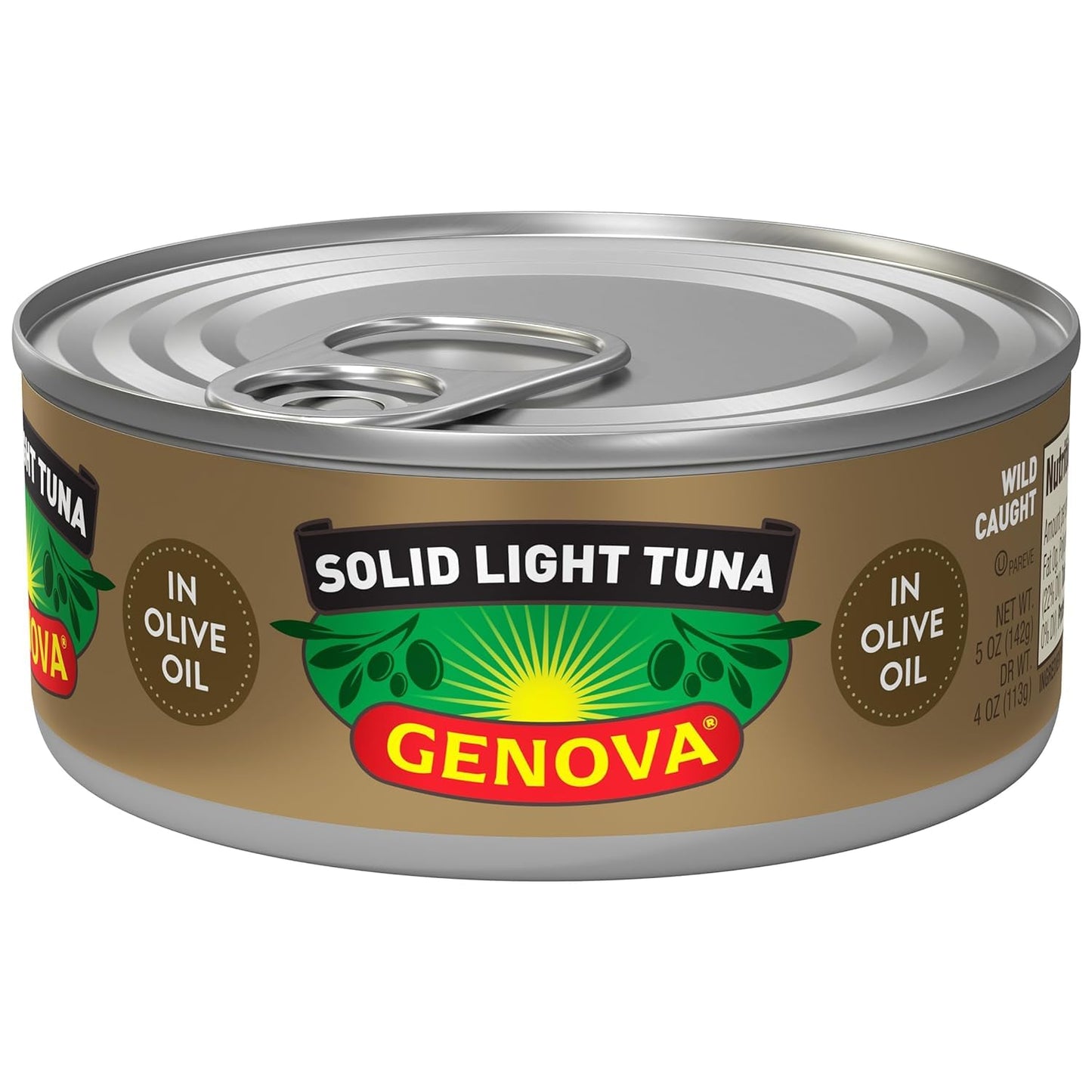 Genova Premium Yellowfin Tuna in Olive Oil, Wild Caught, Solid Light, 5 oz. Can (Pack of 8)