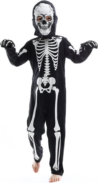 Sincere Party Kids Skeleton Costume Glow in the Dark Skeletons Halloween Skeleton Costumes for Boys and Girls