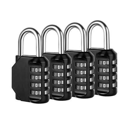 Fayleeko Combination Lock, 4 Digit Padlock for School Gym Sports Locker, Fence, Toolbox, Case, Hasp Cabinet Storage (2 Pack, Black)