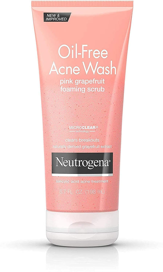 Neutrogena Oil-Free Acne Wash Scrub, Pink Grapefruit, Value Size, 6.7 Ounce