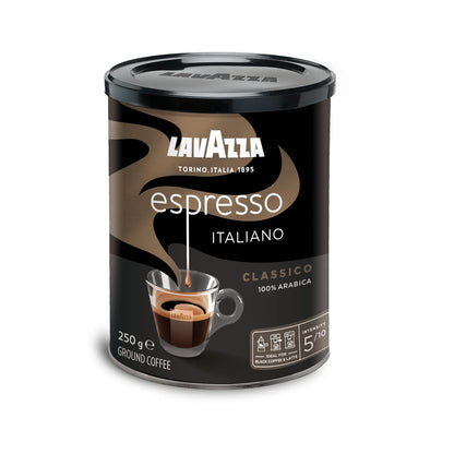 Lavazza Espresso Ground Coffee Blend, Medium Roast, 8-Oz Cans, Pack of 4 (Packaging May Vary) Premium Blend, Value Pack, Non-GMO, 100% Arabica, Rich-bodied