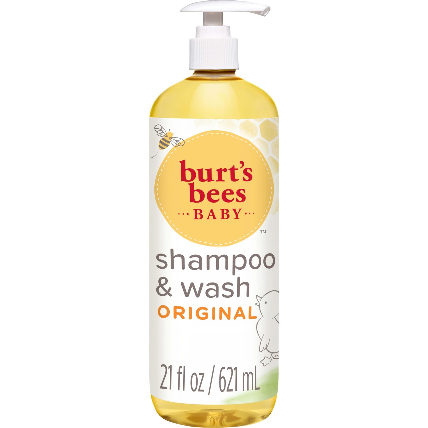 Burt's Bees Baby Shampoo and Wash, Original, Tear Free, Pediatrician Tested, 98.7% Natural Origin, 21 Fluid Ounces