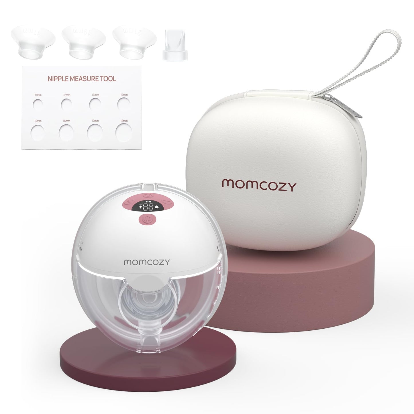 Momcozy Breast Pump Hands Free M5, Wearable Breast Pump of Baby Mouth Double-Sealed Flange with 3 Modes & 9 Levels, Electric Breast Pump Portable - 24mm, 2 Pack Quill Gray