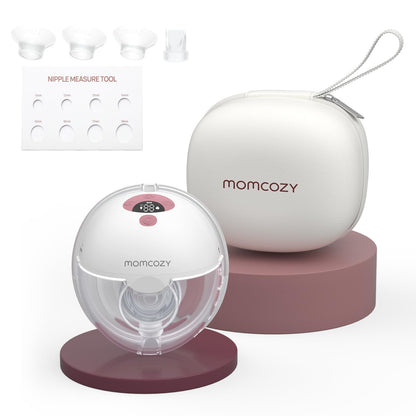 Momcozy Breast Pump Hands Free M5, Wearable Breast Pump of Baby Mouth Double-Sealed Flange with 3 Modes & 9 Levels, Electric Breast Pump Portable - 24mm, 2 Pack Quill Gray