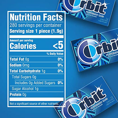 ORBIT Peppermint Sugarfree Chewing Gum Bulk, 20 Packs of 14-Pieces (280 Total Pieces)