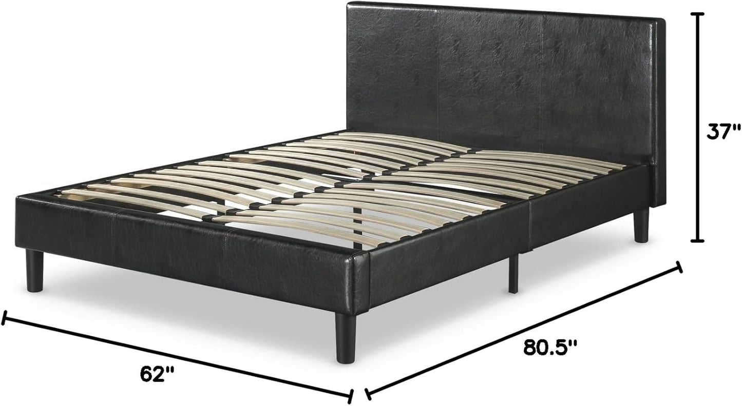 ZINUS Jade Faux Leather Upholstered Platform Bed Frame / Mattress Foundation with Wood Slat Support / No Box Spring Needed / Easy Assembly, Queen