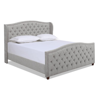 Jennifer Taylor Home Marcella Upholstered Shelter Headboard Bed Set, King, Silver Grey Polyester