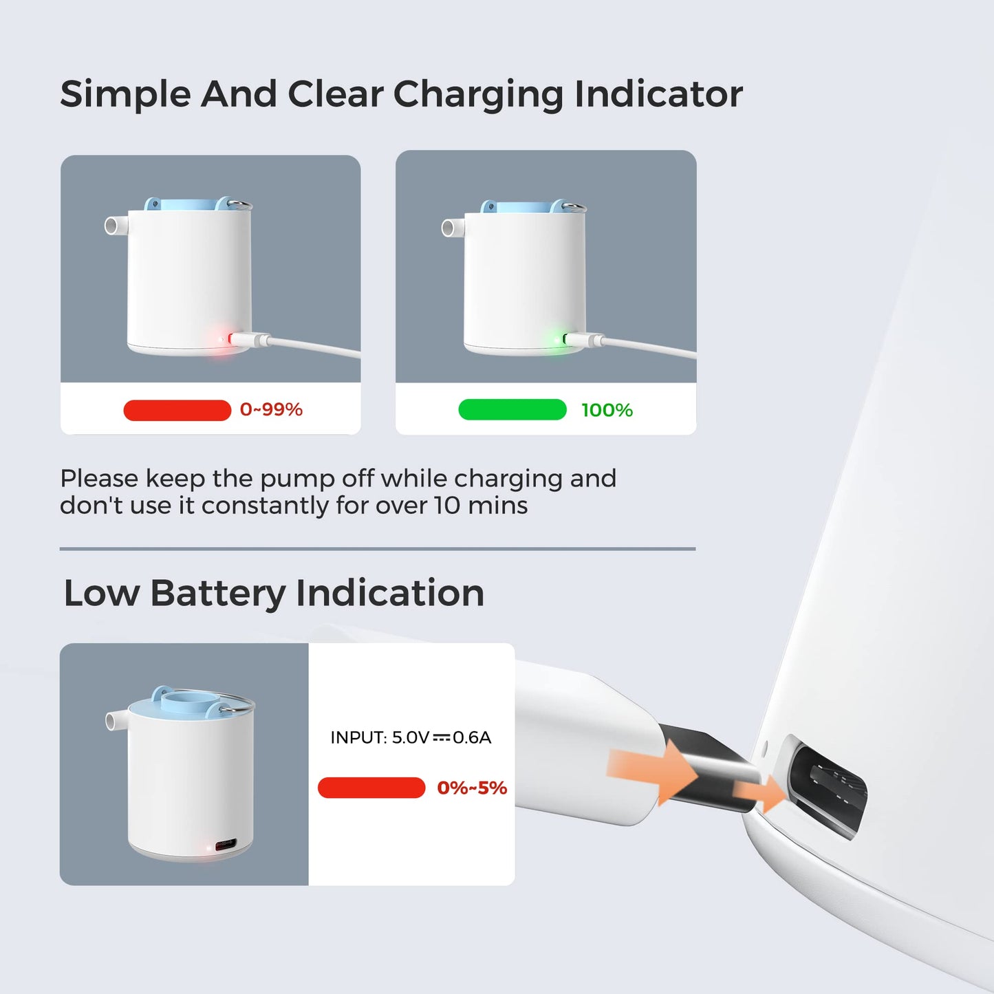 FLEXTAILGEAR Tiny and Portable Air Pump Ultra-Mini Pump with 1300mAh Battery USB Rechargeable to Inflate Deflate for Pool Floats, Air Bed, Air Mattress Swimming Ring, Vacuum Storage Bags (Blue)