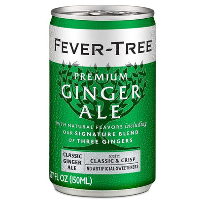 Fever Tree Ginger Beer - Premium Quality Mixer - Refreshing Beverage for Cocktails & Mocktails. Naturally Sourced Ingredients, No Artificial Sweeteners or Colors - 150 ML Cans - Pack of 24