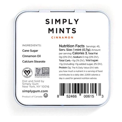 Natural Breath Mints by Simply Gum | Peppermint | Pack of Six (180 Pieces Total) | Breath Freshening, Vegan, Non-GMO, Nothing Artificial