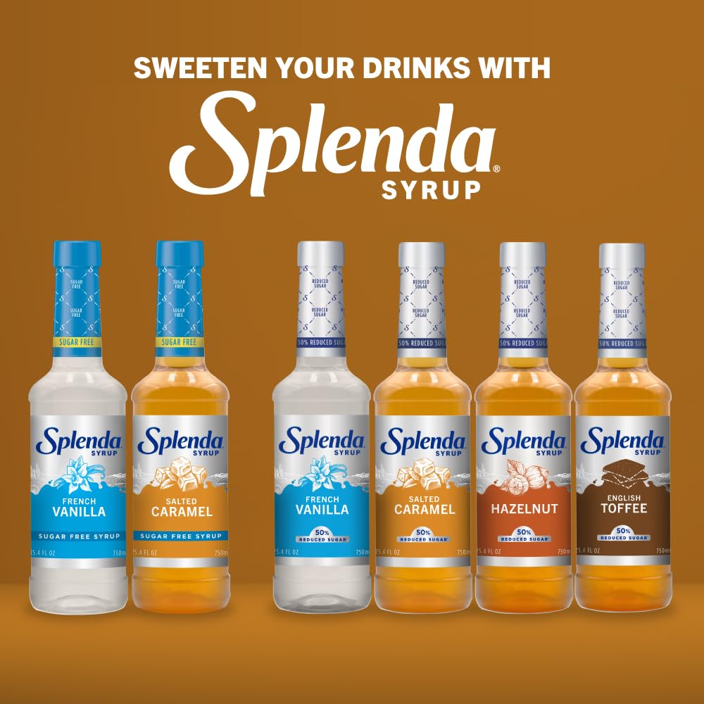 Splenda Coffee Syrup, Salted Caramel, Sugar Free, Flavored Liquid Syrups for Drinks, 750 ml Bottle