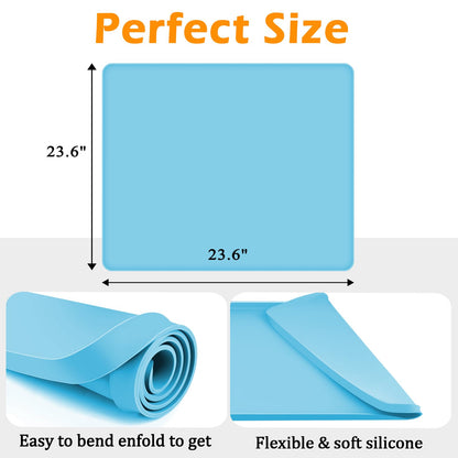 Dryer Top Protector Mat, 23.6'' x 23.6'' Dryer Mat for Top of Dryer, Non-slip Heavy Duty Waterproof Washer and Dryer Top Protector Silicone Mat for Laudry Machine & Dryer