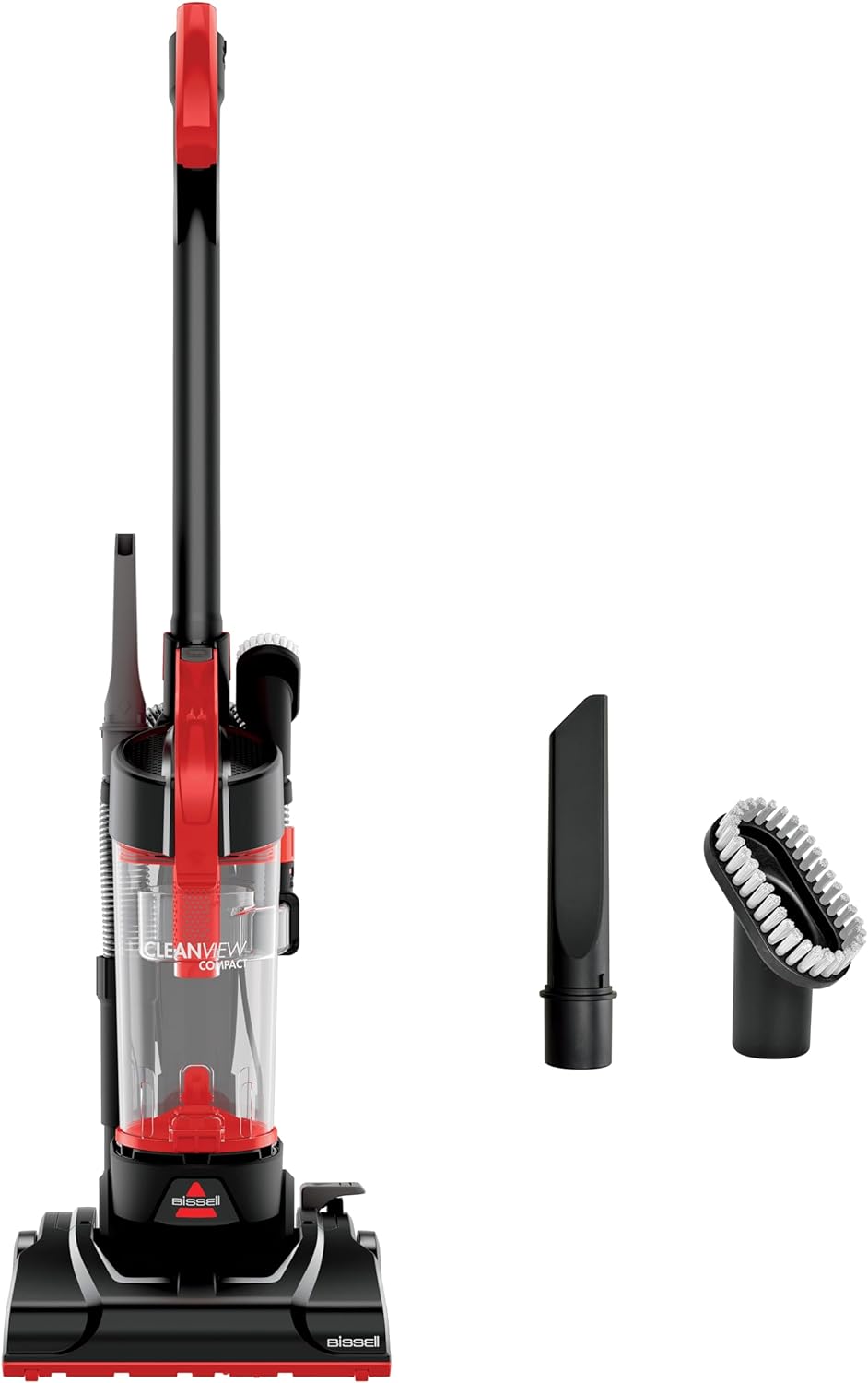 BISSELL CleanView Compact Upright Vacuum, Fits In Dorm Rooms & Apartments, Lightweight with Powerful Suction and Removable Extension Wand, 3508, Red,black