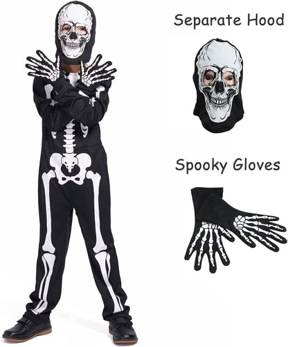 Sincere Party Kids Skeleton Costume Glow in the Dark Skeletons Halloween Skeleton Costumes for Boys and Girls