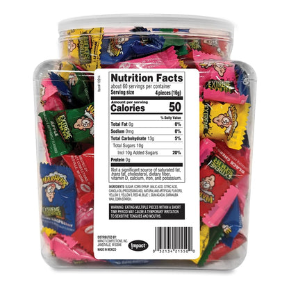 WARHEADS - Extreme Sour Hard Candy - Assorted Flavors - Sour Apple, Black Cherry, Blue Raspberry, Lemon & Watermelon Flavors - 2 oz. Bag