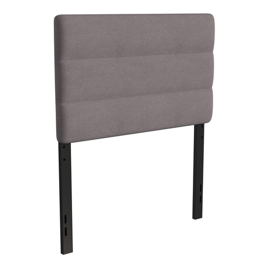 Flash Furniture Paxton Upholstered Headboard - Channel Stitched Gray Fabric Upholstery - Twin - Adjustable Height from 44.5" to 57.25" From Floor