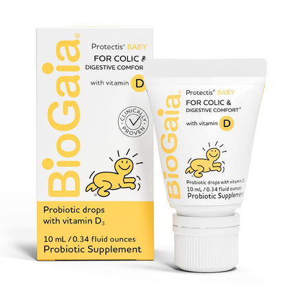 BioGaia Baby Probiotic Drops - Colic & Gas Relief + Vitamin D, 50-Day Supply, Safe for Newborns, Reduces Crying, Fussing, Colic, Gas, Spit-ups & Constipation, No allergens, dairy or soy