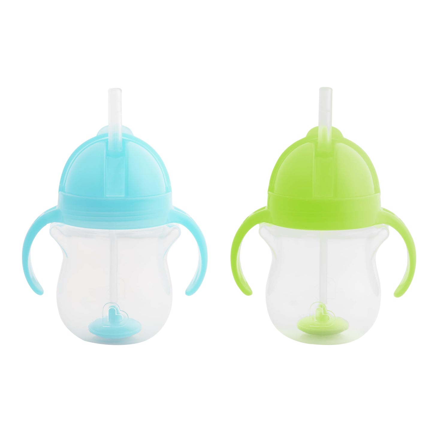 Munchkin® Any Angle™ Weighted Straw Trainer Sippy Cup with Click Lock™ Spill Proof Lid, 7 Ounce, 2 Pack, Blue/Green