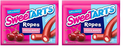 SweeTARTS Ropes, Candy, Twisted Rainbow Punch, Soft and Chewy, Back to School Sweet Treat, 9 oz