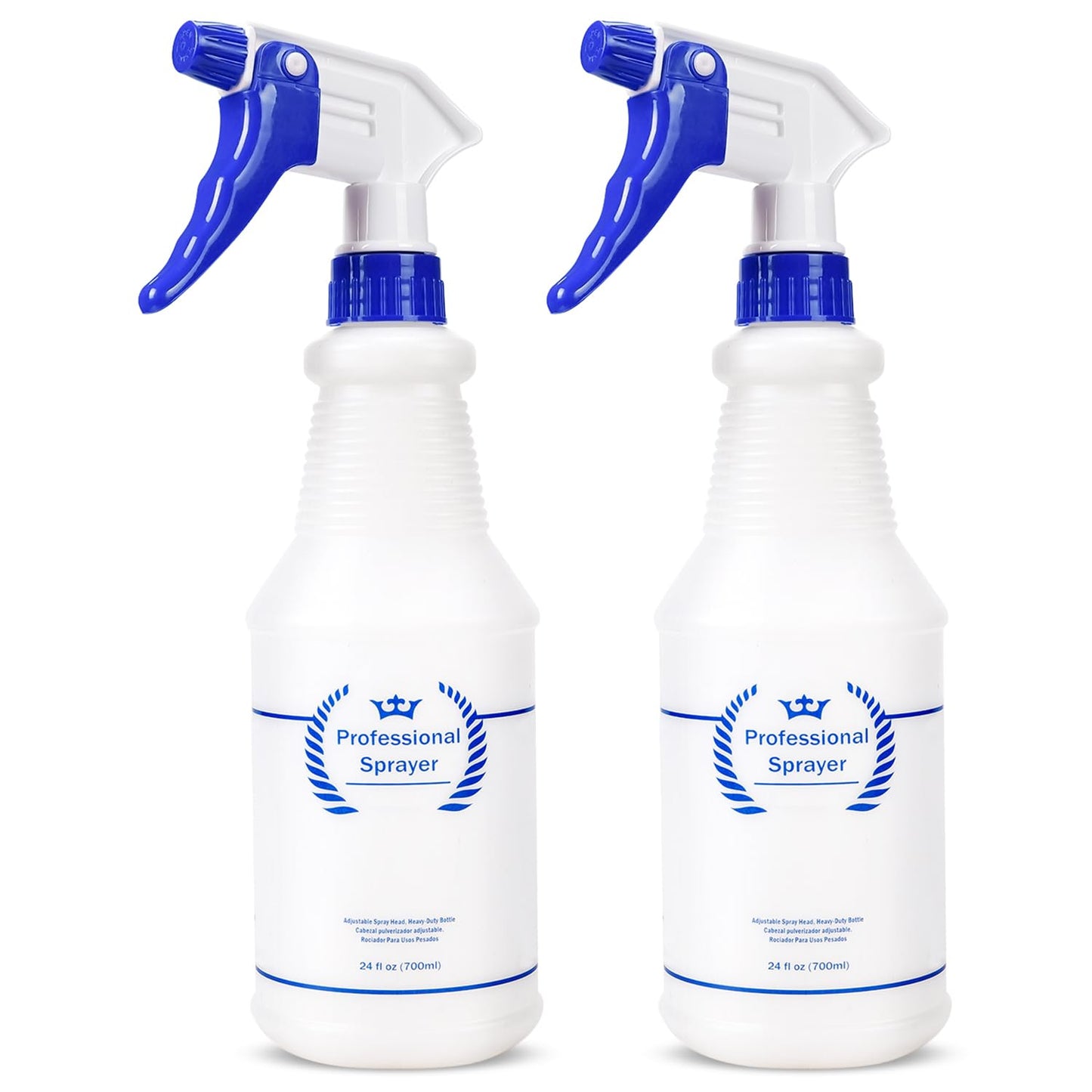 Plastic Spray Bottle, Empty Spray Bottles (2 Pack 24 Oz), All-Purpose Sprayer for Cleaning Solutions, Bleach Spray, Planting, BBQ, Mist & Stream Water Spraying Bottle with Adjustable Nozzle