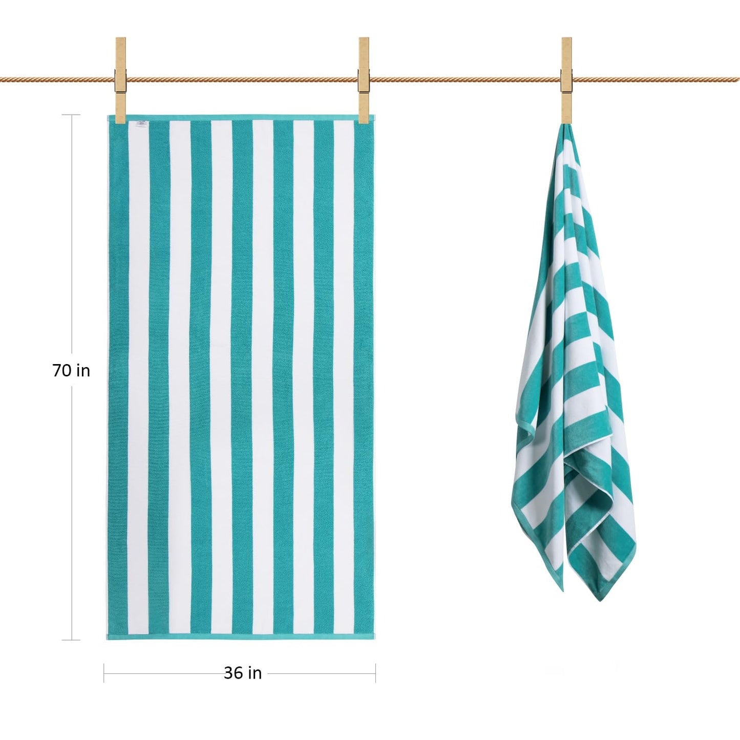 Plush Oversized Beach Towel - Large Cotton Thick 36 x 70 Inch Striped Pool Towels, Fluffy Summer Cabana Big Swimming Towel for Adults Mens Womens,Blue